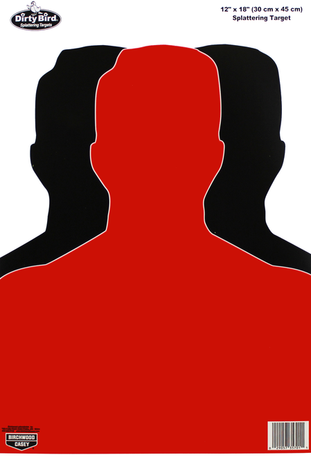 BIRCHWOOD CASEY (GSM) Birchwood Casey 35701 Dirty Bird  Silhouette Tagboard Hanging Pistol 12" x 18" Black/Red White Impact Splatter 100 Per Pkg
