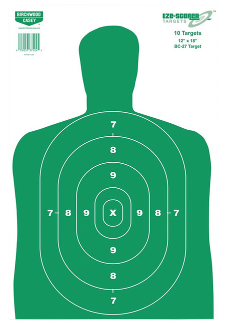 BIRCHWOOD CASEY (GSM) Birchwood Casey 37010 EZE-Scorer BC-27 Silhouette Paper Target 12" x 18" 100 Per Pkg