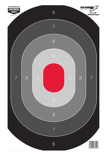 BIRCHWOOD CASEY (GSM) Birchwood Casey 37053 EZE-Scorer Silhouette Oval Target Hanging Paper All Firearms 23" x 35" Black/Gray/Red 5 Targets