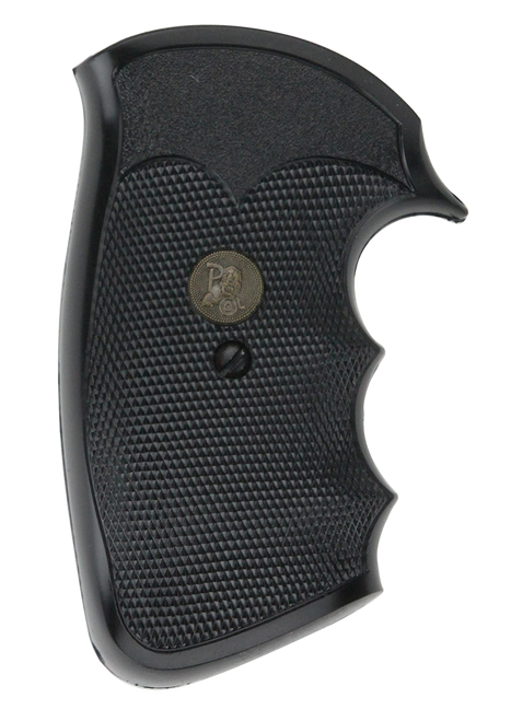 PACHMAYR GUN WORKS INC Pachmayr 02528 Gripper Grip Checkered Black Rubber with Finger Grooves for Colt Python, Trooper