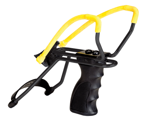 DAISY MANUFACTURING CO Daisy 998151506 998151506 Slingshot w/ Pistol Grip Yellow Steel Frame Black Molded Sure-Grip w/Wrist Support Handle
