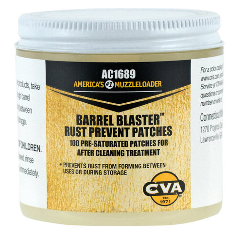CVA/BLACKPOWDER PRODUCTS CVA AC1689 Barrel Blaster PreLubed Patches Against Rust and Corrosion Jar