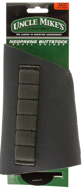 UNCLE MIKES/REVELYST Uncle Mike's 88483 Buttstock Shell Holder  Black Neoprene 6rd Rifle