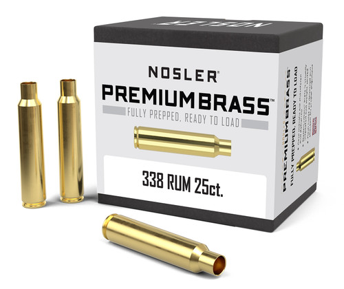 NOSLER INC Nosler 11912 Premium Brass Unprimed Cases 338RUM Brass 25Count