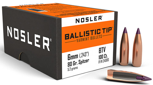 NOSLER INC Nosler 24080 Ballistic Tip  6mm 80gr Spitzer Point 100/Box