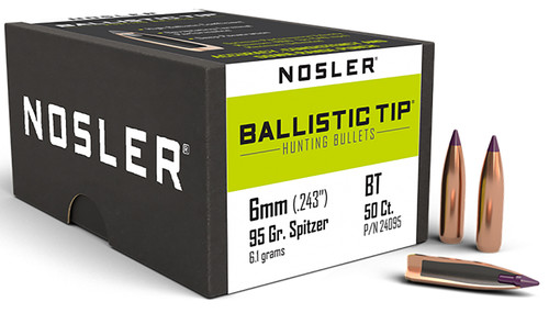 NOSLER INC Nosler 24095 Ballistic Tip  6mm 95gr Spitzer 50/Box