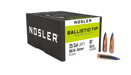NOSLER INC Nosler 25100 Ballistic Tip  25Caliber 100gr Spitzer 50/Box