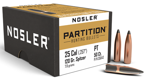 NOSLER INC Nosler 35643 Partition  25Cal 120gr Spitzer 50/Box