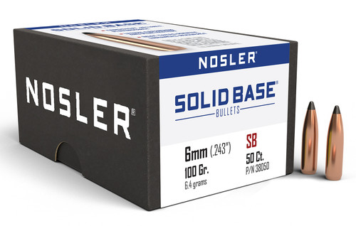 NOSLER INC Nosler 38050 Solid Base  6mm 100gr Soft Point 50CT