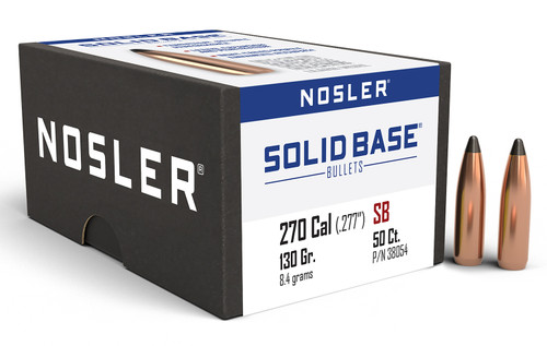 NOSLER INC Nosler 38054 Solid Base  270Cal 130gr Soft Point 50CT