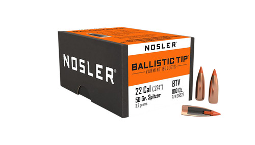 NOSLER INC Nosler 39522 Ballistic Tip  22Cal 50gr Spitzer Point 100/Box