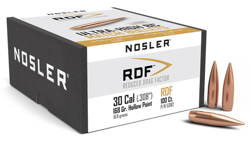NOSLER INC Nosler 53182 RDF Match 30Cal 168gr Hollow Point Boat Tail 100/Box