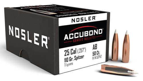 NOSLER INC Nosler 53742 AccuBond  25Cal 110gr Spitzer Point Boat Tail 50/Box