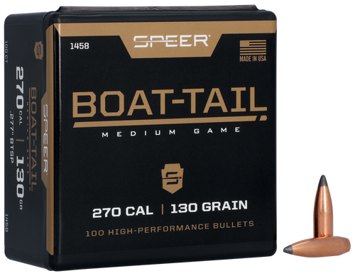 CCI/SPEER/KINETIC Speer 1458 Boat-Tail  270Cal 130gr Spitzer Boat Tail Soft Point 100 Per Box/5 Case
