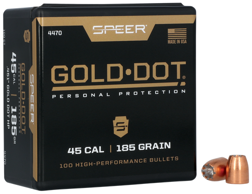 CCI/SPEER/KINETIC Speer 4470 Gold Dot Personal Protection 45Cal 185gr Hollow Point 100 Per Box/5 Case