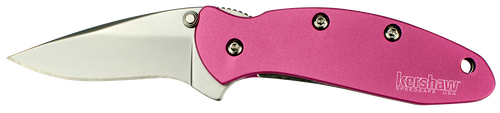 KERSHAW KNIVES/KAI USA Kershaw 1600PINK Chive  1.90" Folding Drop Point Plain Bead Blasted 420HC SS Blade Pink Anodized Aluminum Handle Includes Pocket Clip