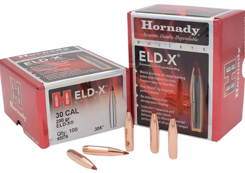 HORNADY MFG CO Hornady 3076 ELD-X  30 Cal .308 200 gr Extremely Low Drag eXpanding 100 Per Box/ 15 Case