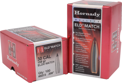 HORNADY MFG CO Hornady 30313 ELD Match  30 Cal .308 155 gr Extremely Low Drag Match 100 Per Box/ 15 Case