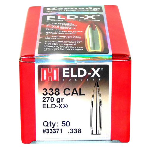 HORNADY MFG CO Hornady 33371 ELD-X  338 Cal .338 270 gr Extremely Low Drag eXpanding 50 Per Box/ 15 Case