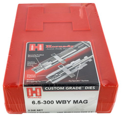 HORNADY MFG CO Hornady 546283 Custom Grade Series IV 2 Die Set for 6.5 300 Wthby Mag Includes Sizing Seater
