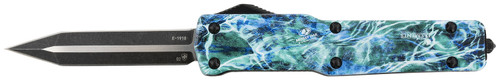 Templar Knife MZMOS121 Premium Weighted  Slim 3.16" OTF Dagger Plain Black Oxide Stonewashed D2 Steel Blade, 4.93" Mossy Oak Seafoam Aluminum Zinc Alloy Handle