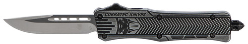 COBRA TEC KNIVES LLC CobraTec Knives SSWCTK1SDNS CTK-1  Small 2.75" OTF Drop Point Plain D2 Steel Blade/Black Stonewashed Aluminum Handle Features Glass Breaker Includes Pocket Clip