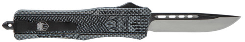 COBRA TEC KNIVES LLC CobraTec Knives MCFCTK1MDNS CTK-1  Medium 3" OTF Drop Point Plain D2 Steel Blade/Carbon Fiber Aluminum Handle Features Glass Breaker Includes Pocket Clip