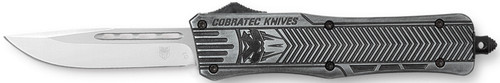 COBRA TEC KNIVES LLC CobraTec Knives MSWCTK1MDNS CTK-1 American Flag Medium 3" OTF Drop Point Plain Stonewashed D2 Steel Blade, 5" Black Aluminum Alloy Handle