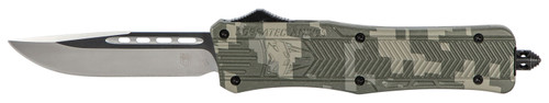 COBRA TEC KNIVES LLC CobraTec Knives MADCCTK1MDNS CTK-1  Medium 3" OTF Drop Point Plain D2 Steel Blade/Army DigiCamo Aluminum Handle Features Glass Breaker Includes Pocket Clip