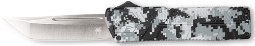COBRA TEC KNIVES LLC CobraTec Knives WDCCTLETNS Lightweight  3.25" OTF Tanto Plain D2 Steel Blade/Winter Digi Camo Aluminum Handle Includes Pocket Clip