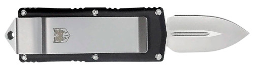 COBRA TEC KNIVES LLC CobraTec Knives BLKOTFMC Money Clip  1.75" OTF Plain D2 Steel Blade/Black Aluminum Handle Includes Pocket Clip