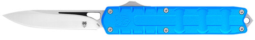 COBRA TEC KNIVES LLC CobraTec Knives CTEBLUM390DNS Enforcer  3.25" OTF Drop Point Plain M390 Steel Blade/Blue Aluminum Handle