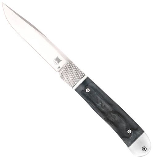 COBRA TEC KNIVES LLC CobraTec Knives CTTHRBLK Trapper Hidden Release 3.12" OTS Drop Point Plain Satin D2 Steel Blade, 4.25" Black Bone Scales Handle