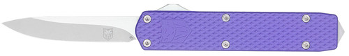 COBRA TEC KNIVES LLC CobraTec Knives MNPURMGEN2DNS Mini Mamba Gen II 2.25" OTF Plain Stonewashed D2 Steel Blade, 3.38" Purple Textured Anodized Aluminum Handle, Features Glass Breaker, Includes Pocket Clip
