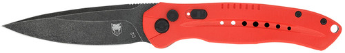 COBRA TEC KNIVES LLC CobraTec Knives REDDIABLOAUTO Diablo  3.50" Folding Black Stonewashed D2 Steel Blade, 4.75" Red Textured G10 Scales Handle