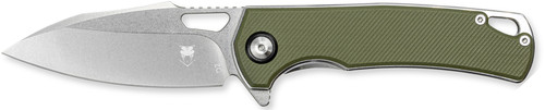 COBRA TEC KNIVES LLC CobraTec Knives CTCLNHRBLK Wolverine  3.12" OTF Drop Point Plain Satin TiCN D2 Steel Blade, 4.25" Green Textured G10 Handle