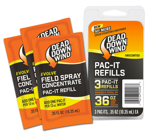 DEAD DOWN WIND (ARCUS) Dead Down Wind 1310 Evolve Field Spray Pac-It Refills Cover Scent Odor Eliminator Unscented Scent 36 oz Concentrate