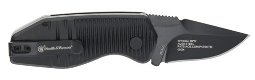 AOB/AMERICAN OUTDOOR BRND Smith & Wesson Knives 1219165 Special Ops  Mini 1.90" Folding Drop Point Plain AUS-8A SS Blade Aluminum Handle