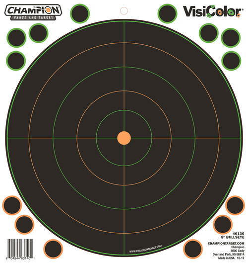CHAMPION TARGETS/REVELYST Champion Targets 46136 VisiColor  Self-Adhesive Paper Black/White 8" Bullseye 5 Pack