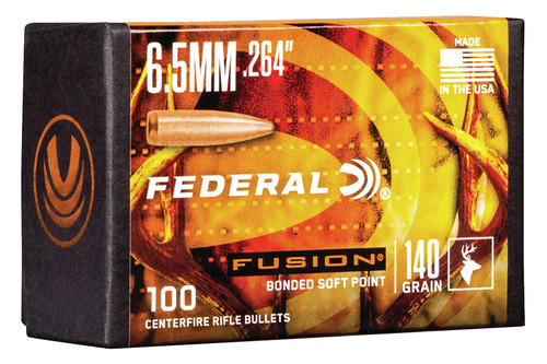 FEDERAL CARTRIDGE/KINETIC Federal FB264F2 Fusion Component  6.5 Creedmoor .264 140 gr Fusion Soft Point 100 Per Box/ 4 Case