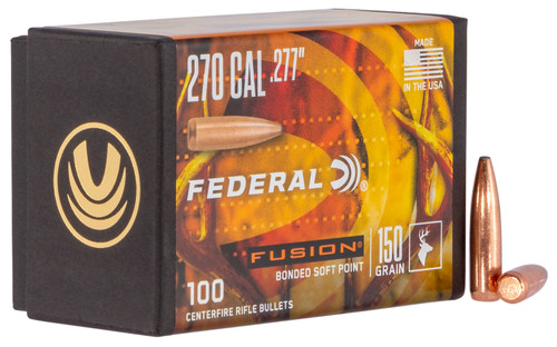FEDERAL CARTRIDGE/KINETIC Federal FB277F4 Fusion Component  270 Win .277 150 gr Fusion Soft Point 100 Per Box/ 4 Case