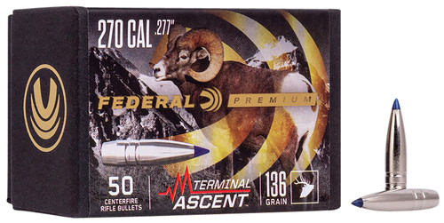 FEDERAL CARTRIDGE/KINETIC Federal PB277TA1 Premium Terminal Ascent Component 270Win 136gr 50 Per Box/4 Case