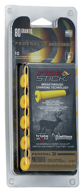 FEDERAL CARTRIDGE/KINETIC Federal PMZFS80T8 Premium Fire Stick Muzzleloader 50Cal 80gr 10 Per Box/10 Case *For Traditions Nitro Only