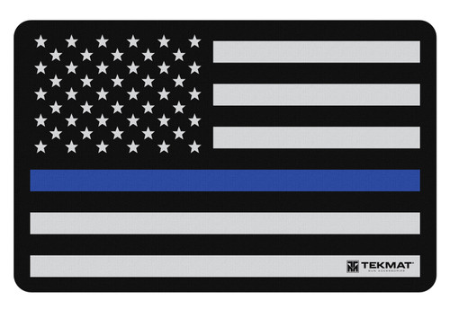 TEKMAT (GSM) TekMat TEKR17POLICE Police Support Cleaning Mat Black/White/Blue Rubber 11"x17" Blue Line Flag