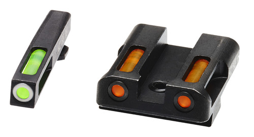 HIVIZ LLC HiViz GLN429 LiteWave H3 Sight Set for Glock Green Tritium White Outline Front Sight-Orange Fiber Optic Rear Sight