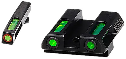 HIVIZ LLC HiViz GLN521 LiteWave H3 Fiber-Optic Sight Set Green Fiber Optic/Orange Outline w/ Litepipes Green Fits Glock 42, 43, 43X, 48