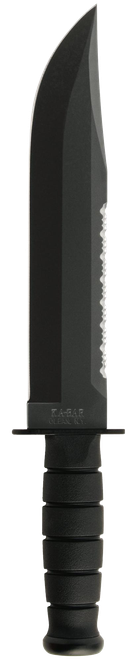 KA-BAR KNIVES INC Ka-Bar 2211 Big Brother  9.38" Fixed Top Serrated/Bottom Straight Plain Black 1095 Cro-Van Blade, Black Kraton G Handle, Includes Sheath