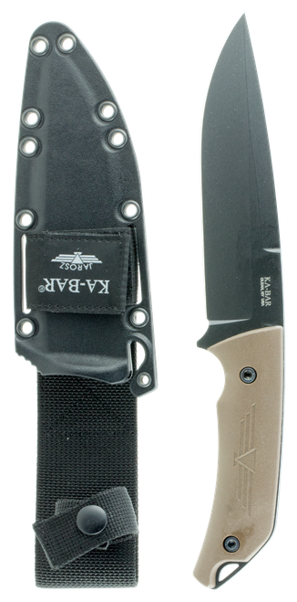 KA-BAR KNIVES INC Ka-Bar 7503 Jarosz Turok 6.25" Fixed Clip Point Plain Black 1095 Cro-Van Blade, Brown Ultramid Handle, Includes Sheath