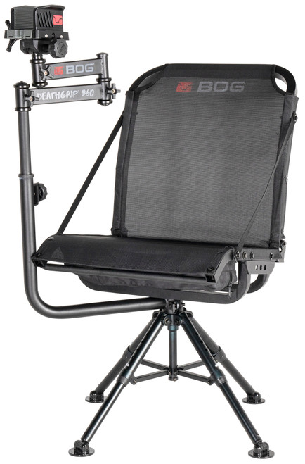 AOB/AMERICAN OUTDOOR BRND Bog-Pod 1134447 DeathGrip 360  Shooting Rest Chair, Black Aluminum, Extendable Leg Height, 400lbs. Weight Capacity