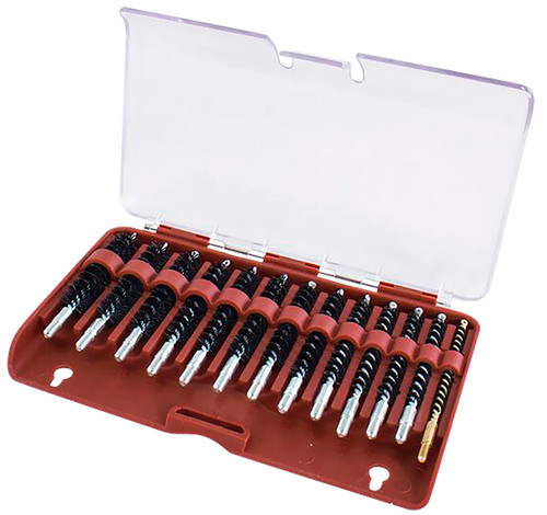 AOB/AMERICAN OUTDOOR BRND Tipton 615333 Bore Brush Set  .17-.45 Cal Rifle Firearm 8-32/5-40 Thread Stainless Steel Nylon Bristles Bronze Includes Storage Box